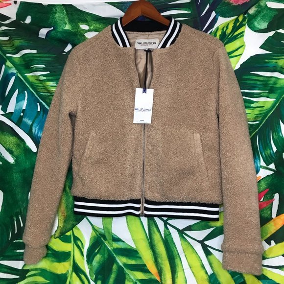 Wallflower Jackets & Blazers - 2/$30   $60 Wallflower Juniors Small Teddy Bomber Full Zip Brown Tan Jacket